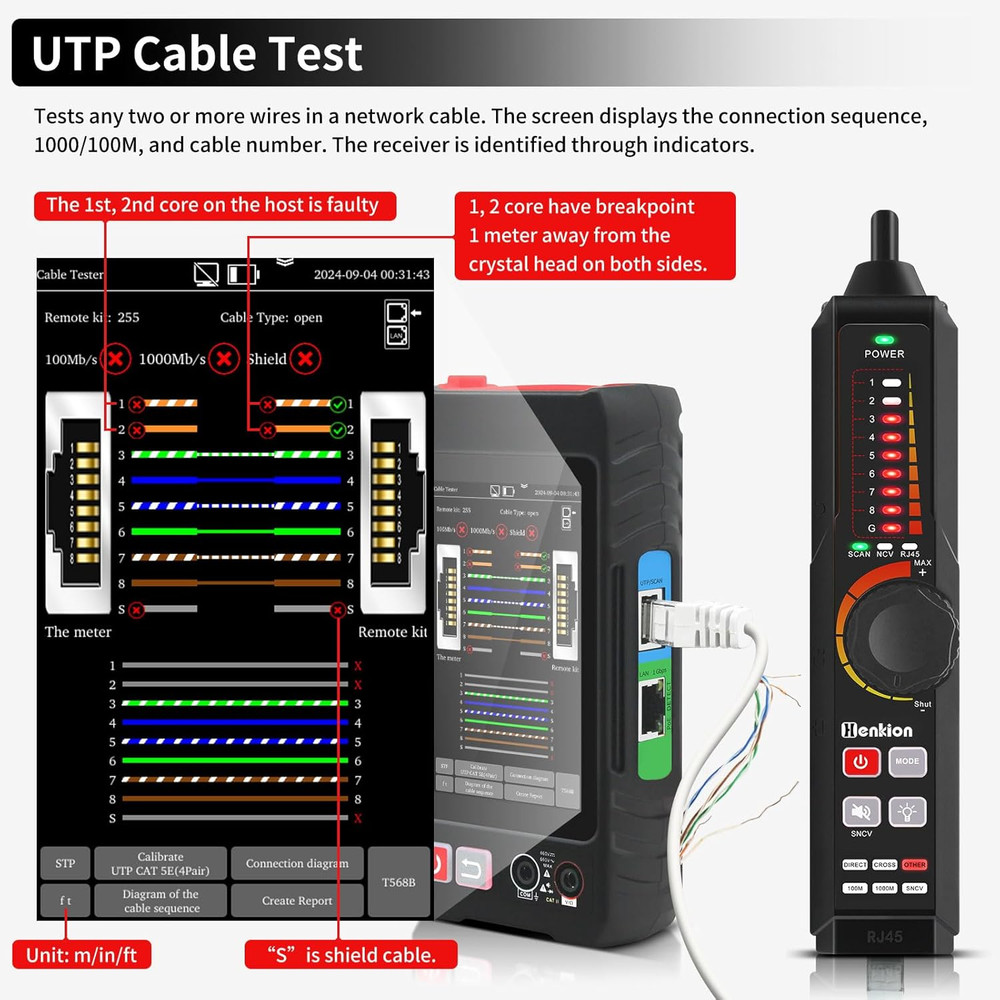 Multifunction RJ45 Network Caber Tester,Full Features UTP Cable Tester Cable Tra