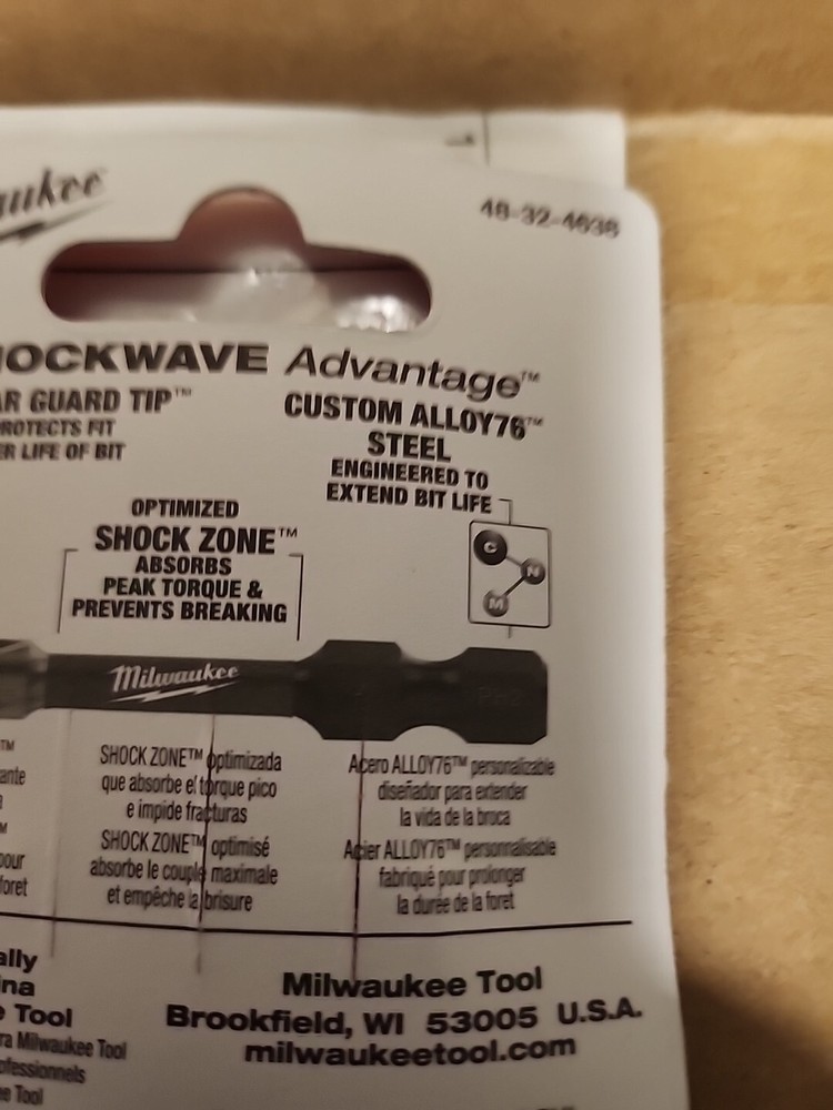 10 Milwaukee Tool 48-32-4638 2 In. Phillips #1 Shockwave Impact Duty Power Bits
