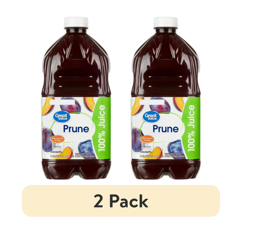 Great Value 100% Prune Juice, 64 fl oz (2 pack)