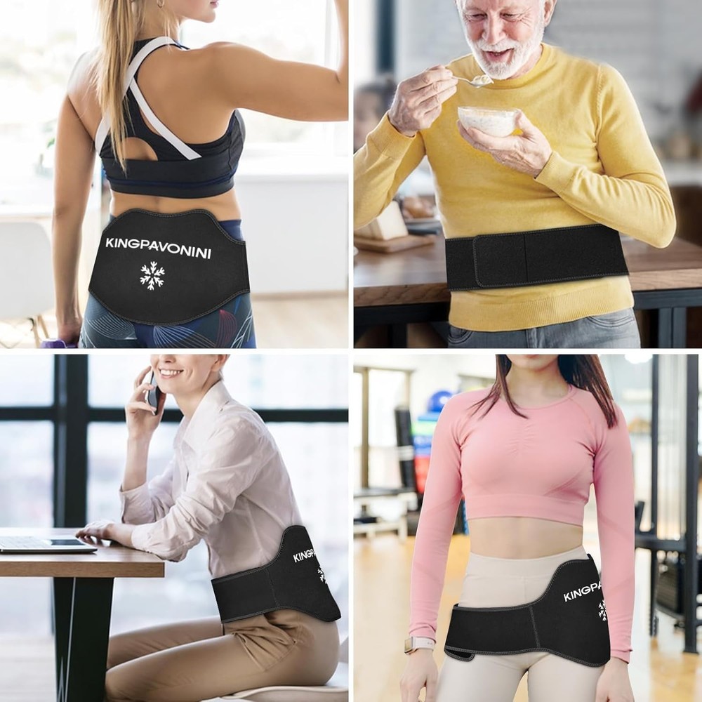 Extra Large Ice Pack for Back Pain Relief with Extension Strap, 2 Pack Reusab...