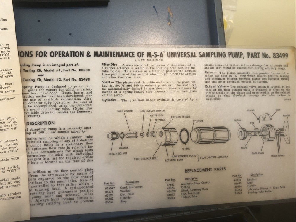 MSA Universal Testing Kit No.83500 Mine Safety Appliance Testing Unit