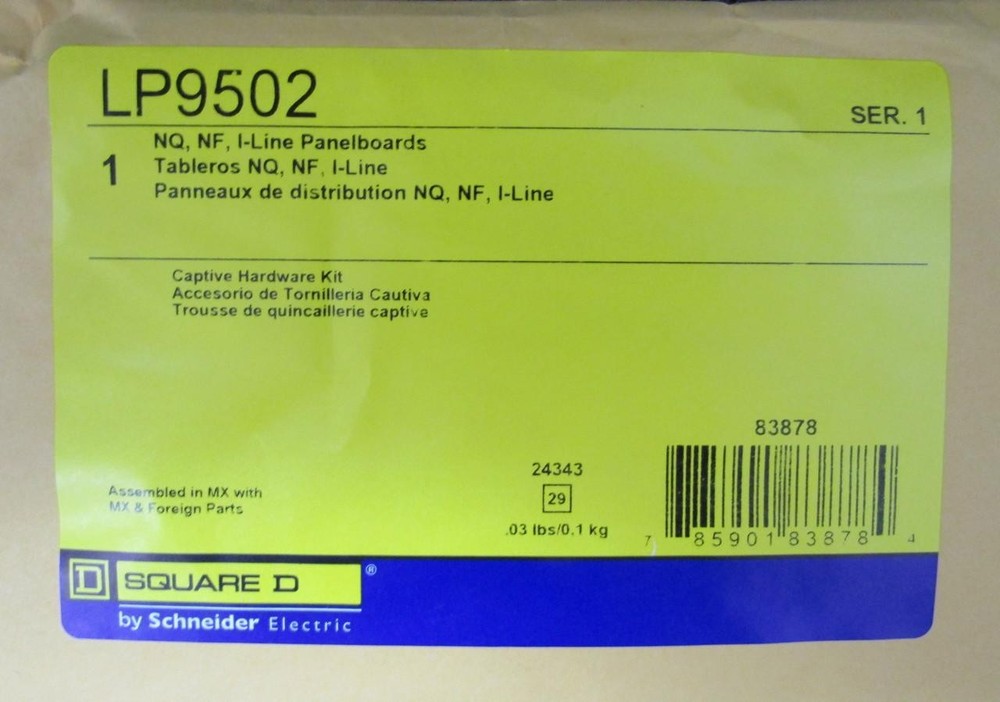 SQUARE D LP9502 PANELBOARD CAPTIVE HARDWARE KIT - FACTORY SEALED