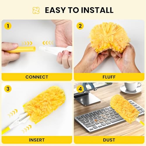 Heavy Duty Duster Refills, Unscented 60count+1handle Upgrades Yellow (60)