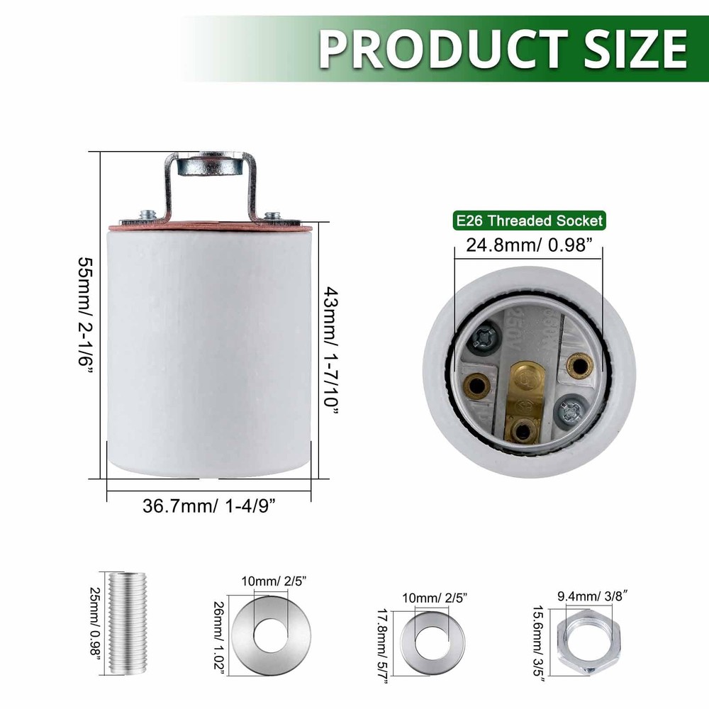 E26 Light Socket,Standard Medimun Screw Bulb Socket Lamp 8-Pack, Cream