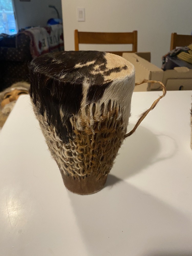 African Animal Hide Hand Drum 10”