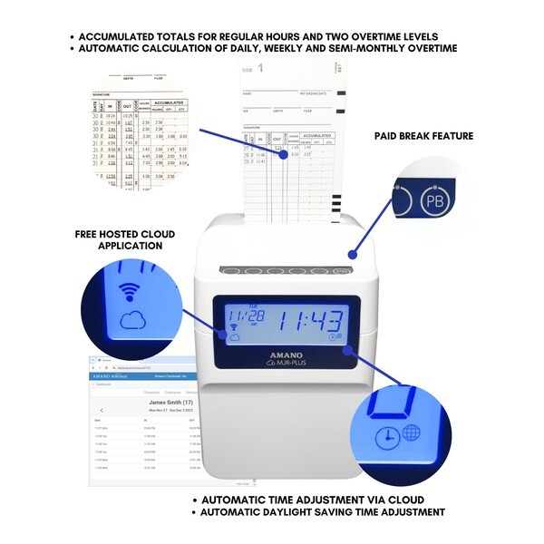 Amano Mjr-Plus/100E Electronic Calculating Time Recorder