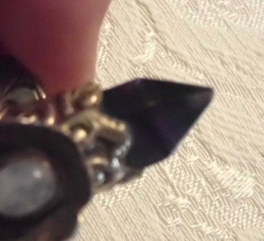 Purple Fluorite double point Ring with Moonstone adjustable