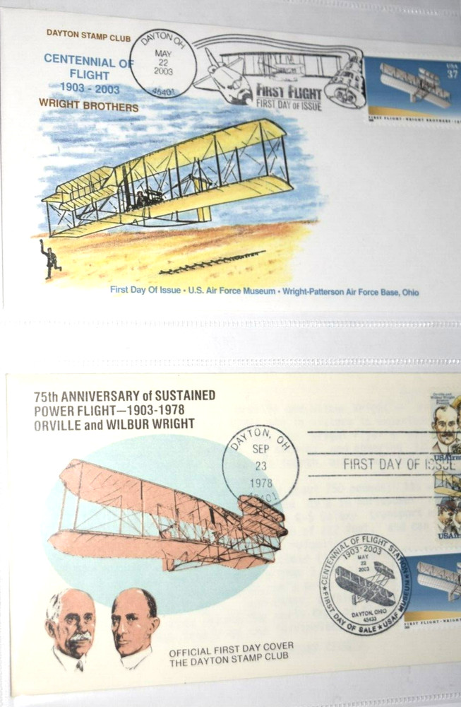 CENTENNIAL Of FLIGHT: WRIGHT BROS POST CARD and 2 x 2003 FD Covers (WPAF Base)