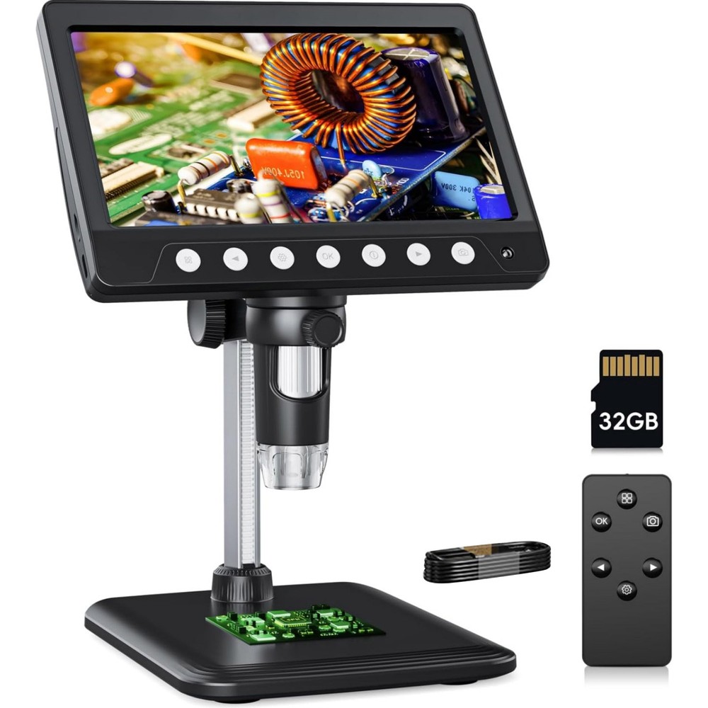 7 "IPS Screen Digital Microscope 1200X 1080P Video Focusing Microscope Tool