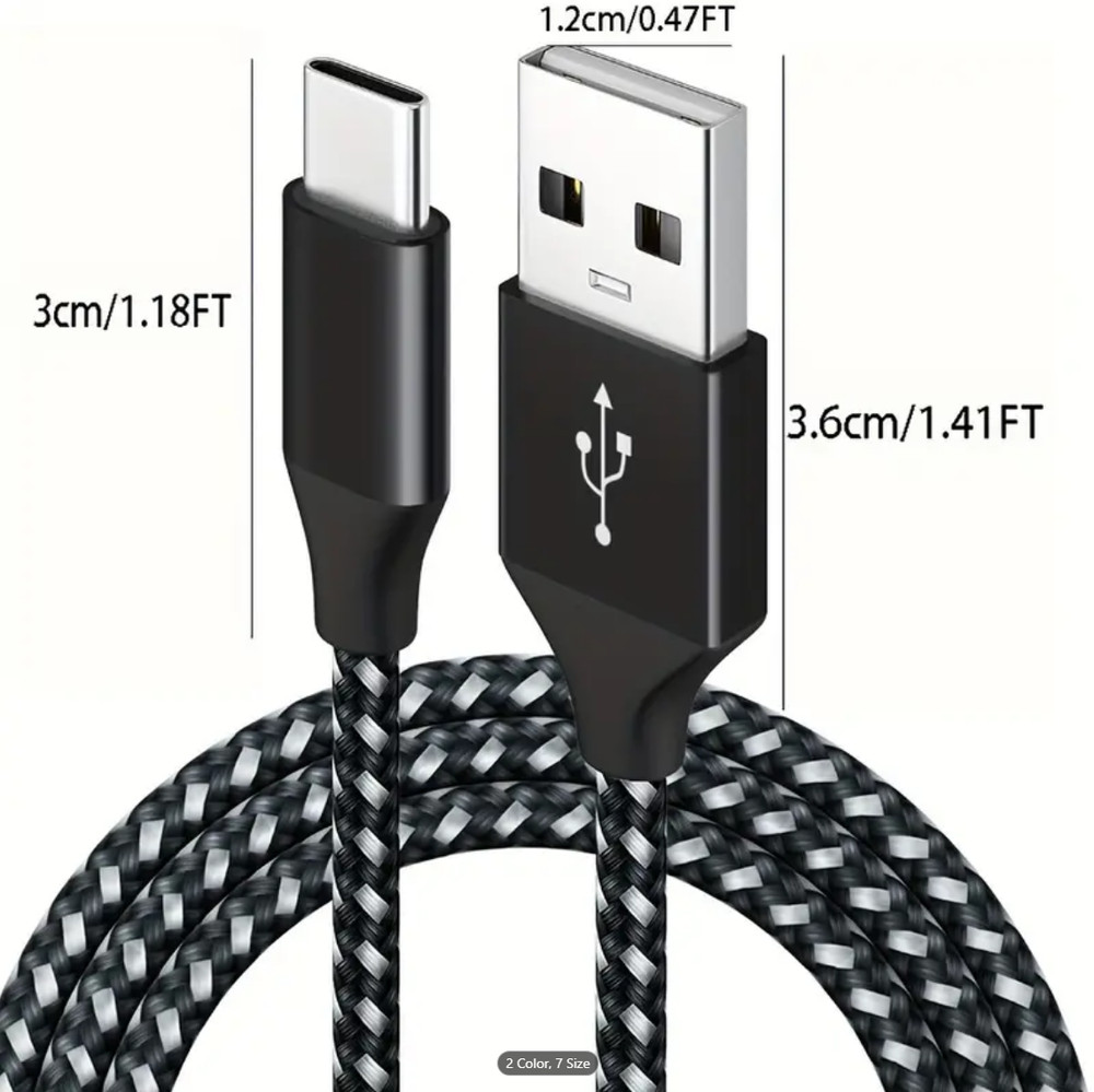 Braided USB C Type-C Fast Charging Data SYNC Charger Cable Cord 3/6/10FT