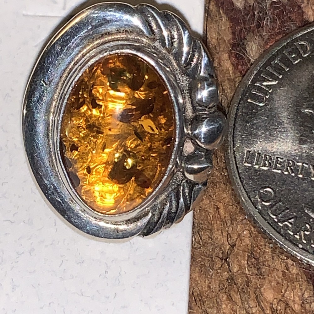 Native American Sterling Silver Amber Post Earrings