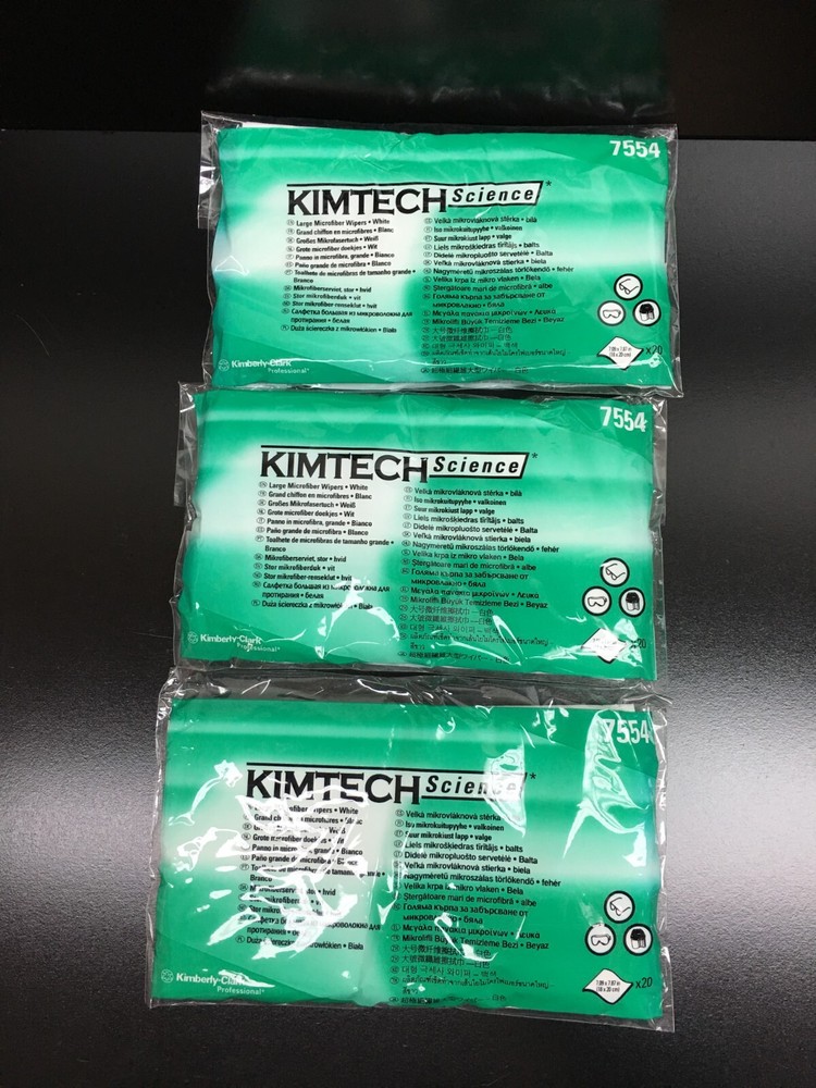KIMTECH Science REF 7554 Large Microfiber Task Wipes Lot 3 PKS