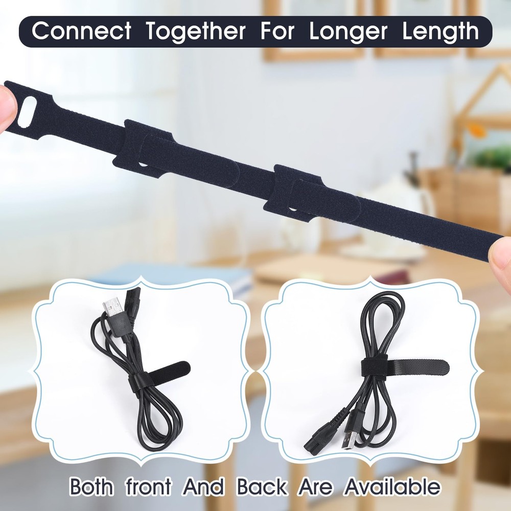 200PCS Reusable Cable Ties Wire Ties Cord Organizer Cable Organizer Adjustabl...