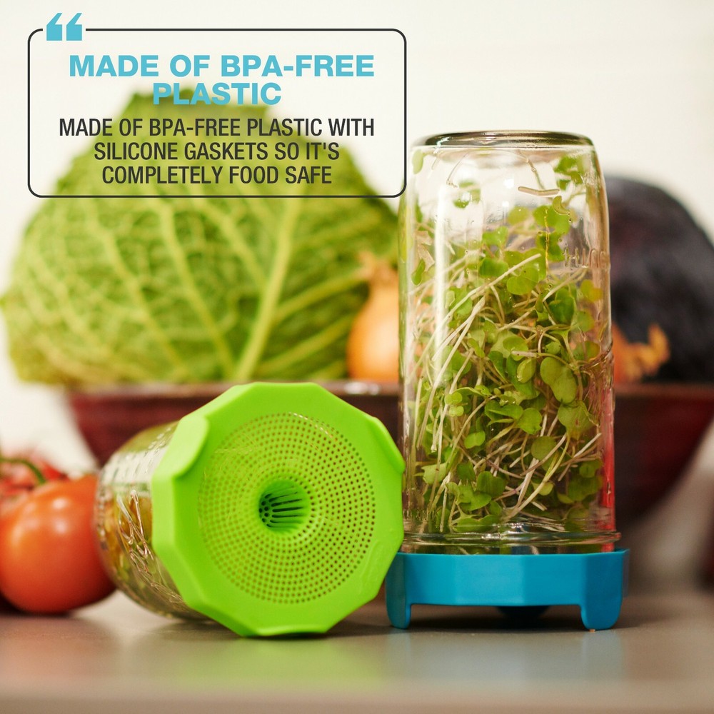 Masontops Bean Screen Mason Jar Sprouting Lids - 2-Pack Wide Mouth