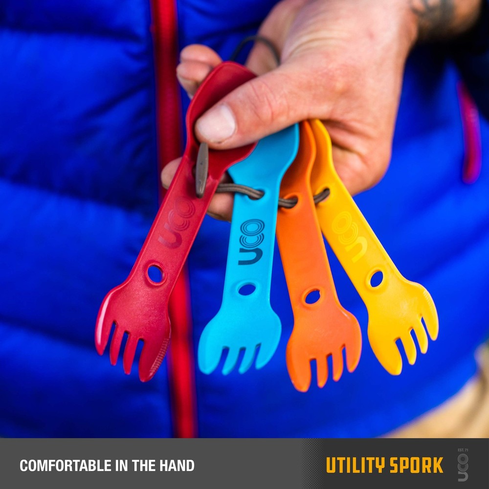 Utility Spork Camping Spoon-Fork-Knife Utensil, 4 Pack