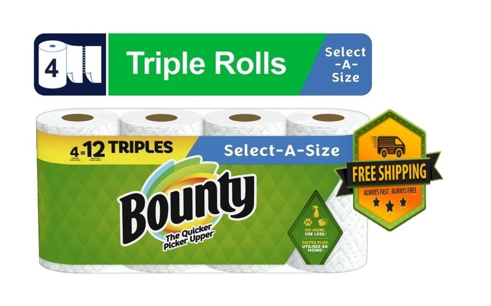 Bounty Select-a-Size Paper Towels, 4 Triple Rolls