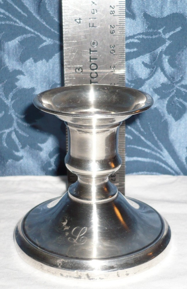 Pair Clarence A. Vanderbilt Sterling Candlesticks Monogram “L” BELOW SCRAP