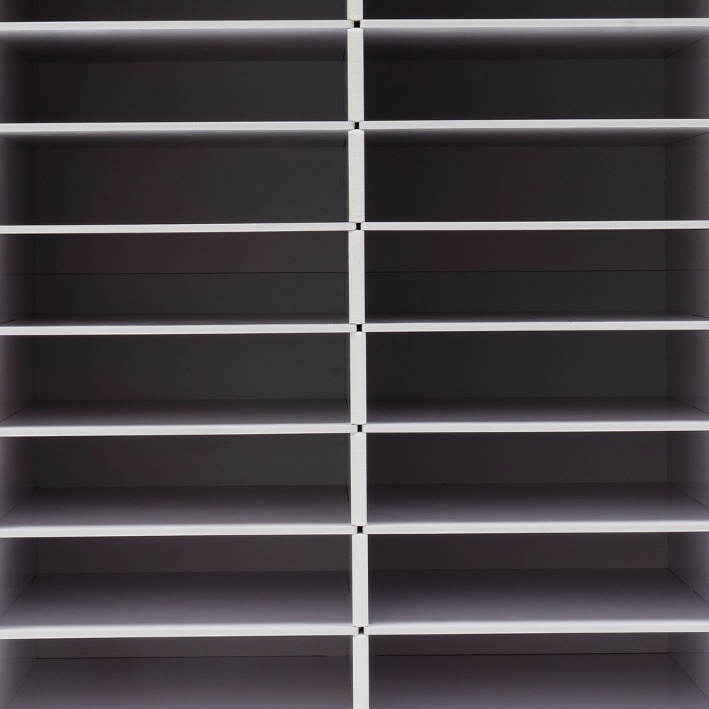 36-Compartment Literature Organizer, Durable Adjustable File Sorter, White
