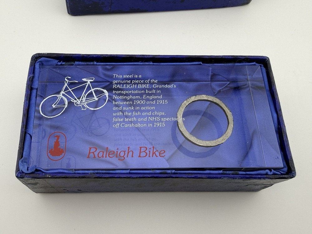 Raleigh Bicycle Lucite Paperweight with Frame Section