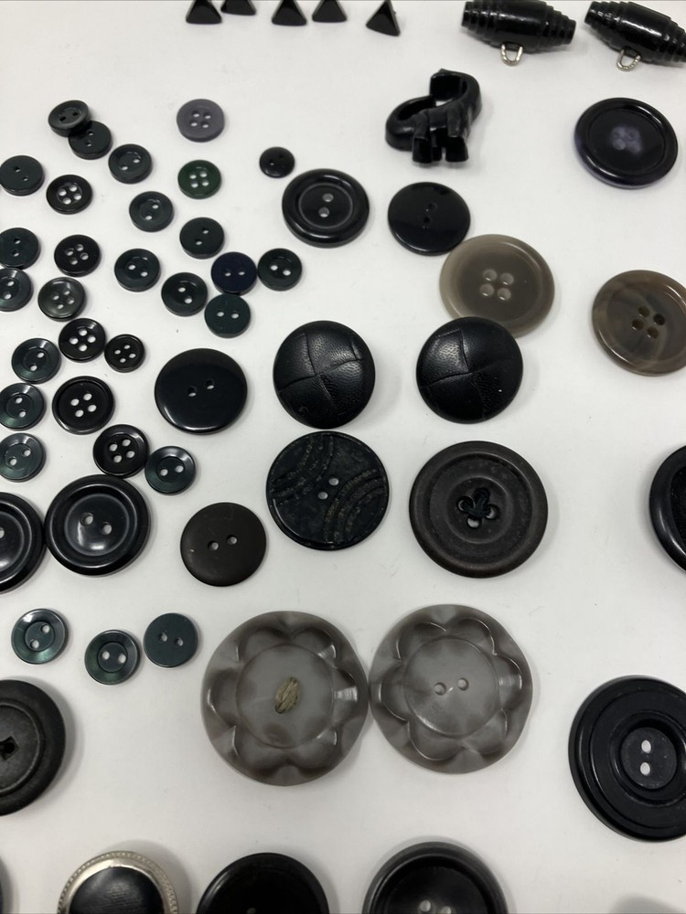 Vintage Button Lot Black Gray Mixed Lot