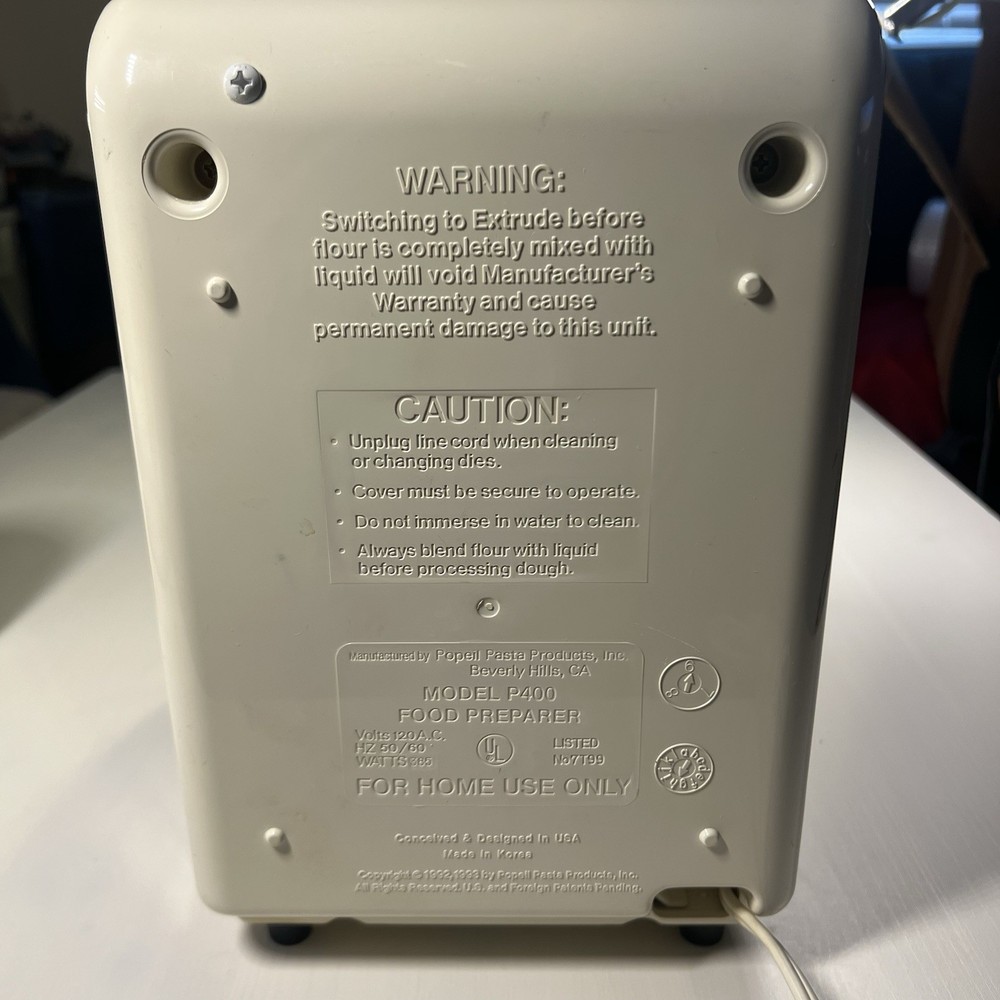 Ronco Popeil Model P400 Pasta Maker Machine Replacement Motor Base Tested