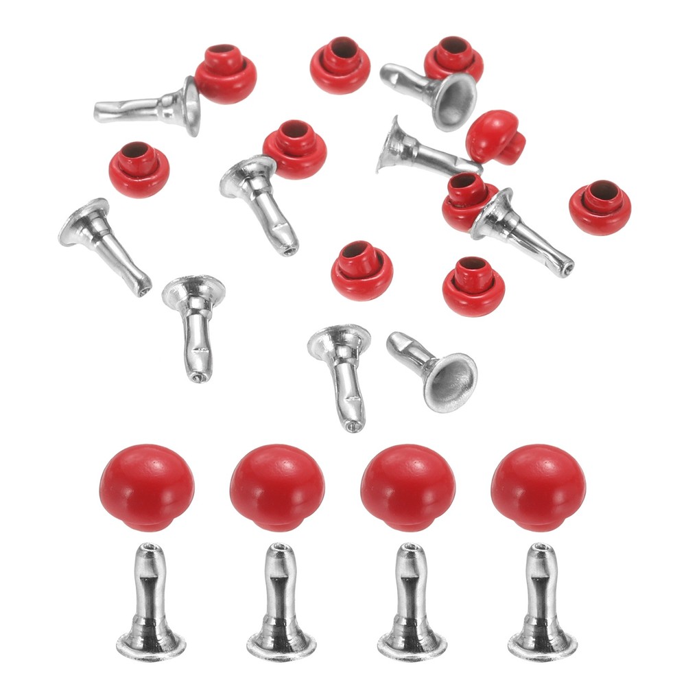 10Pcs Mini Rivet Studs 3mm Double Cap Leather Rivets Tubular Studs Red