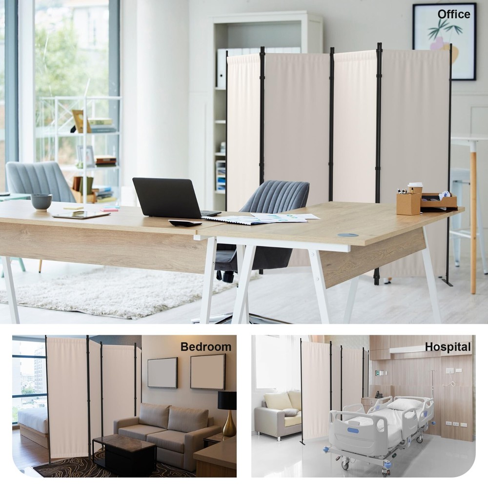 4 Panel Folding Privacy Screen 88" Room Divider Panel For Home Office Dorm Decor