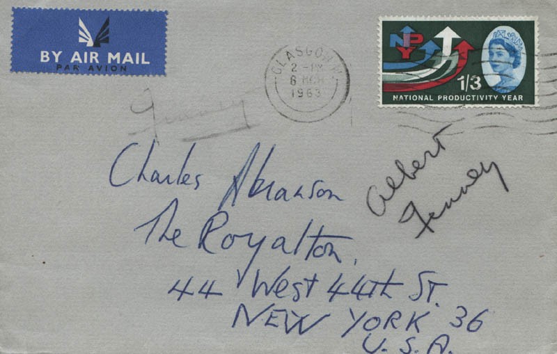 ALBERT FINNEY - ENVELOPE SIGNED 03/06/1963