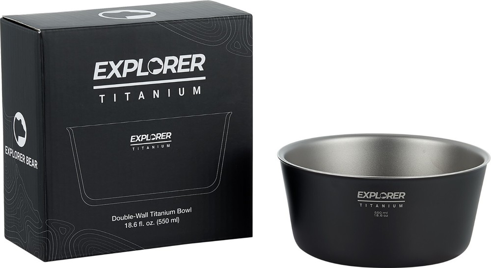 Explorer Bear Black Titanium Double-walled Camping Bowl, 18 fl oz, 550ml