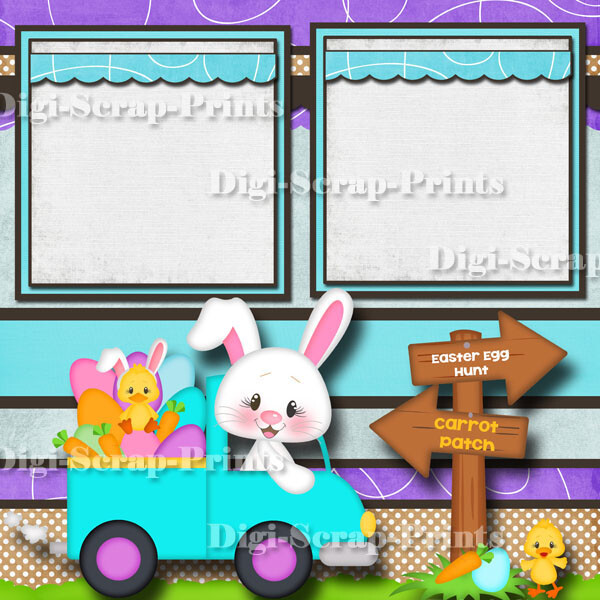 HAPPY EASTER ~ 2 premade SCRAPBOOK pages paper PRINTED 12x12 DIGISCRAP A0465