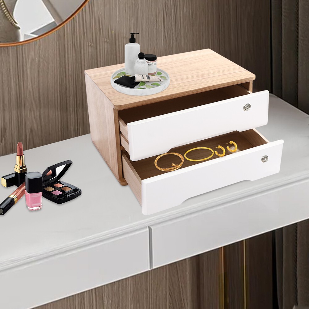 Desktop Storage Box, Desk Organizer, Desktop Storage Box with Lockable Drawers