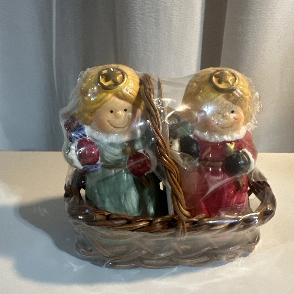 Angels In Basket Salt & Pepper Shaker Set