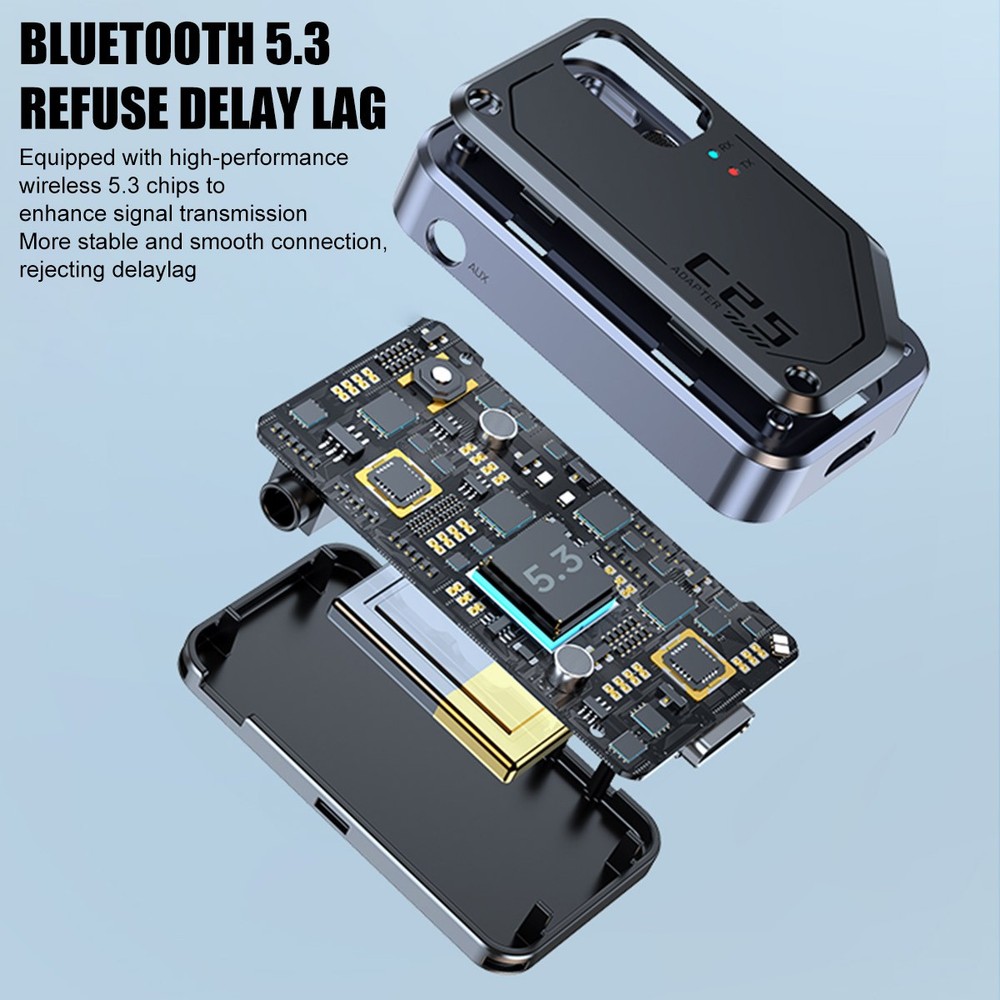 Wireless Bluetooth 5.3 Car Transmitter Receiver Adapter Call Audio 3.5mm Jack S+