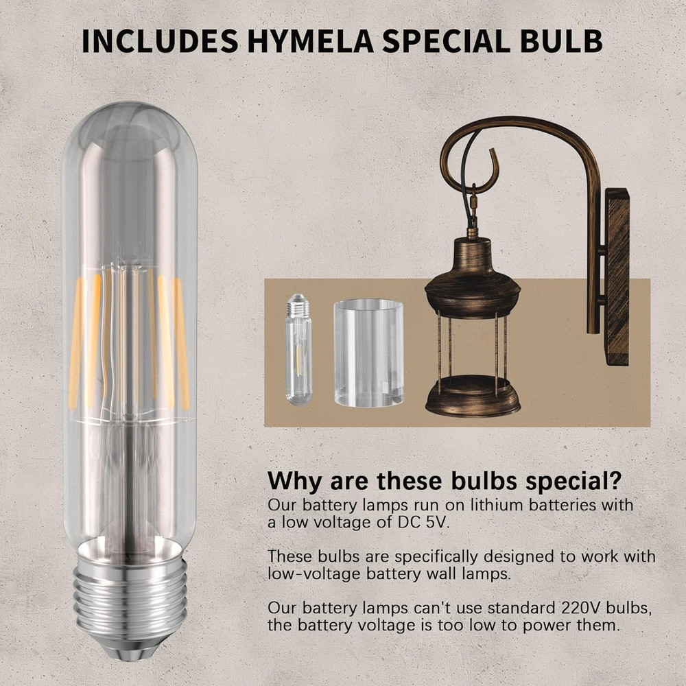 Rechargeable Battery Wall Sconce with Remote - Rustic Vintage Lantern Light