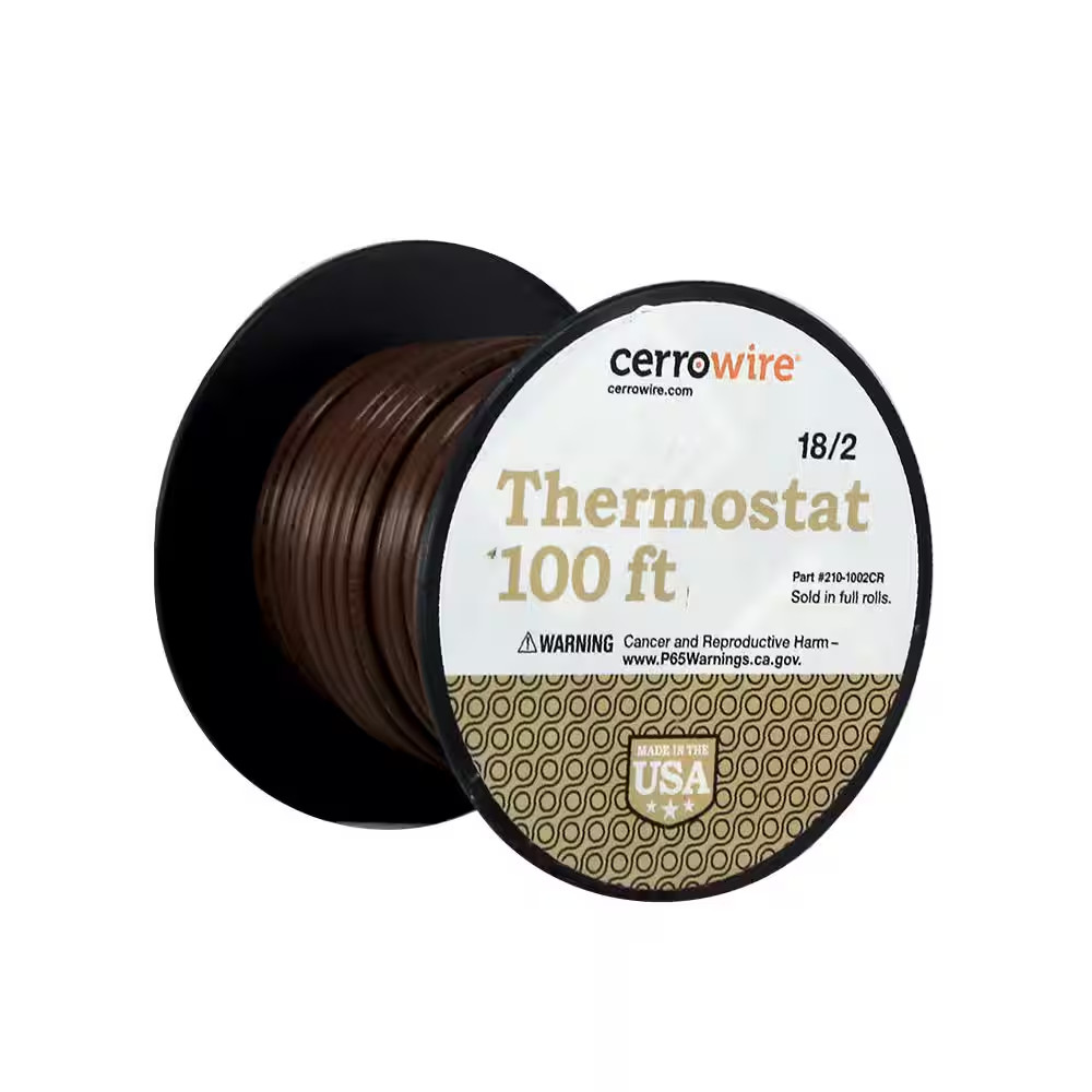 100 Ft. 18/2 Brown Solid Copper CL2R Thermostat Wire Free Shipping