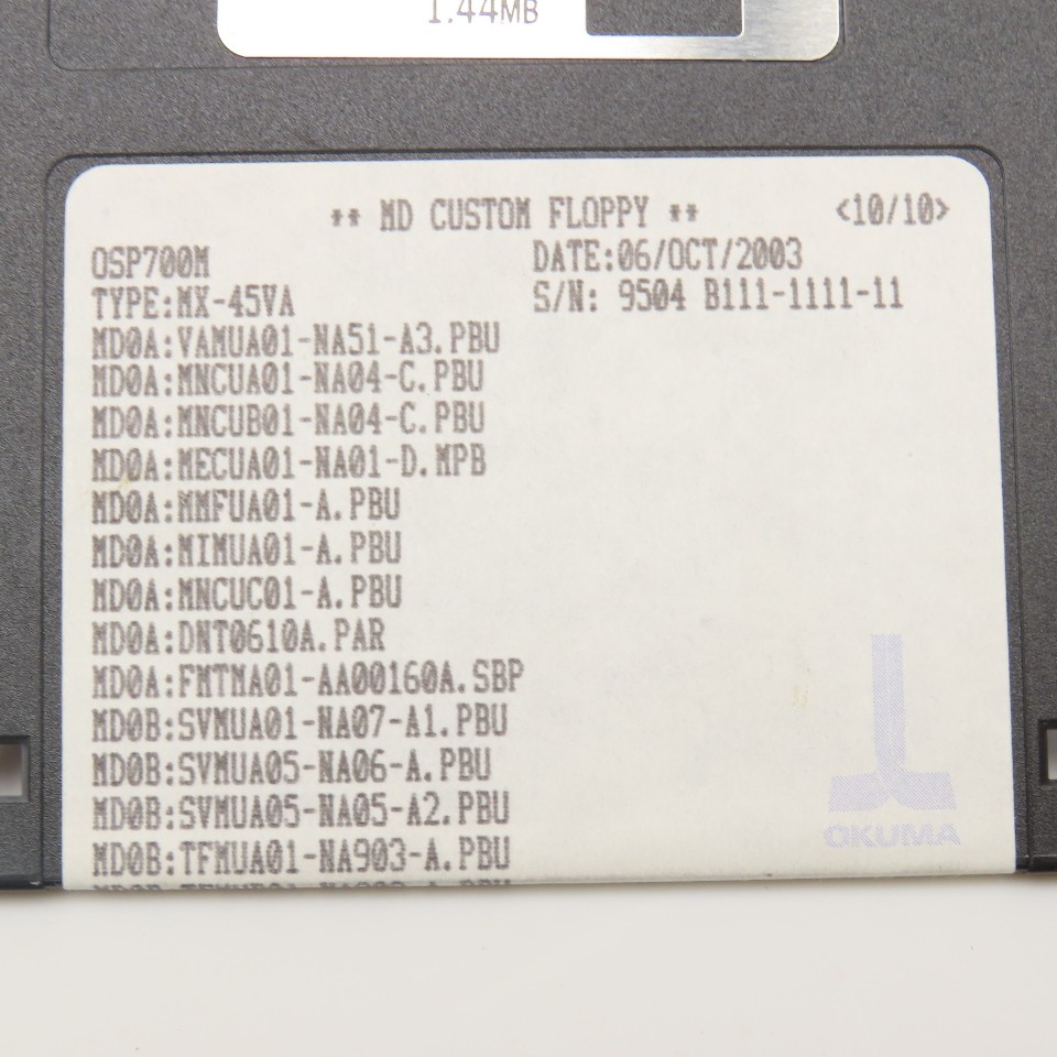Okuma MX-45VA OSP700M Programming Software 10 Diskette Library