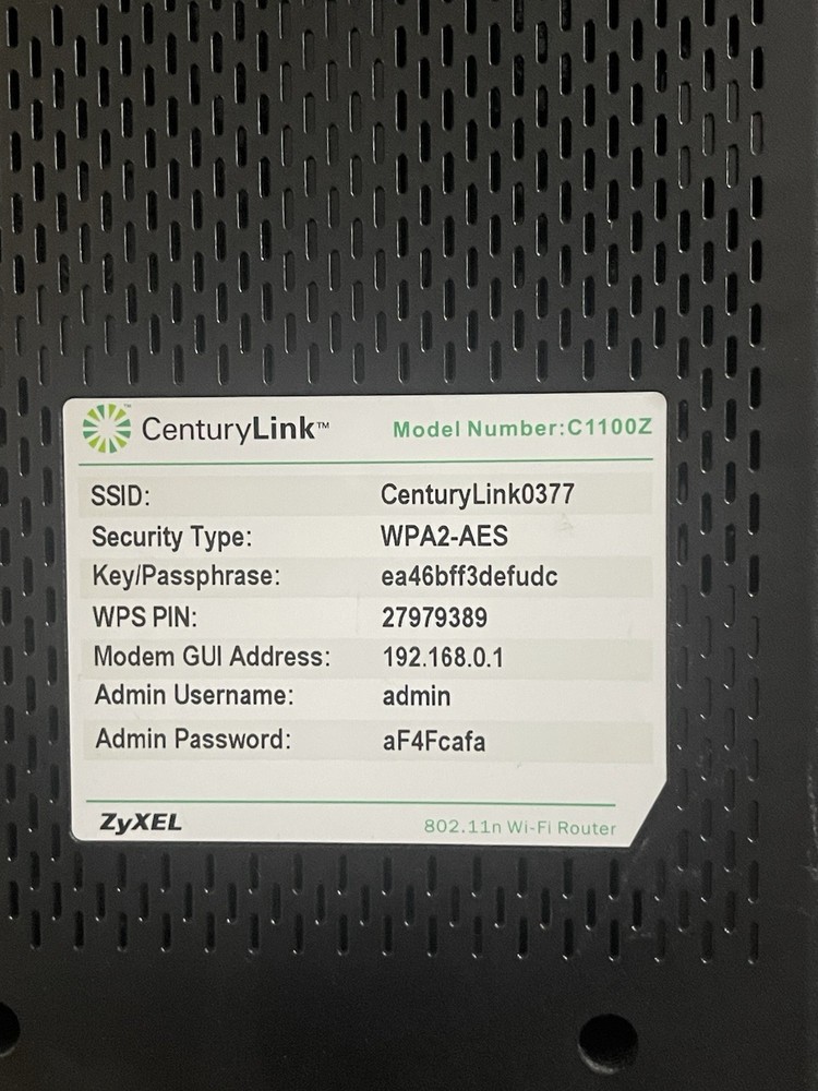 CenturyLink C1100X Ethernet