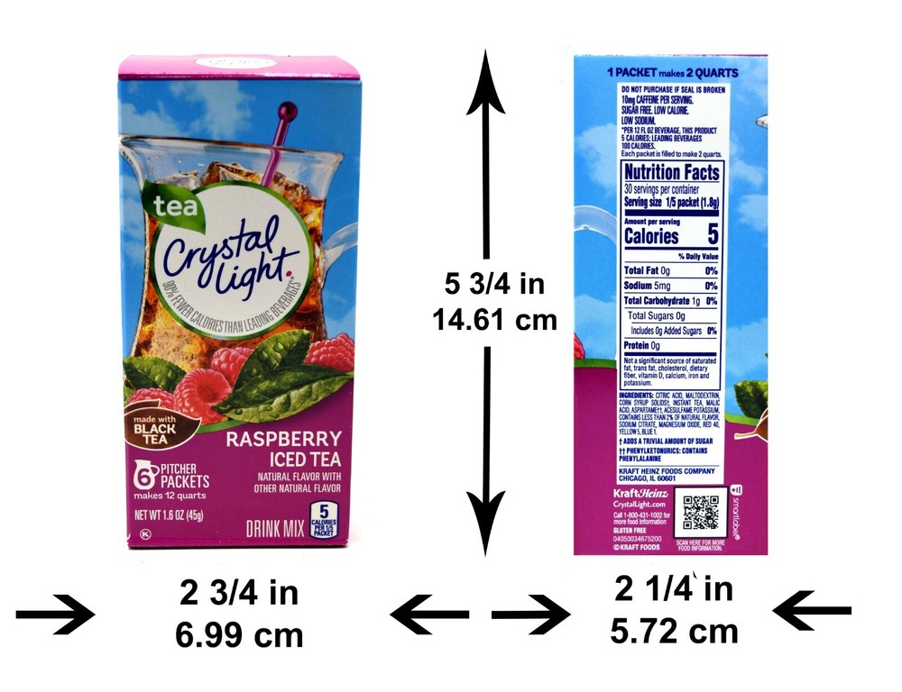 4 12-Quart Boxes Crystal Light Raspberry Iced Tea Drink Mix
