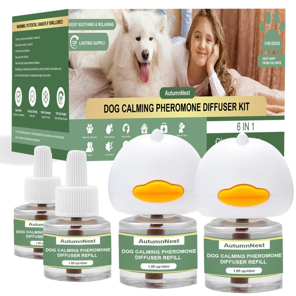 Dog Pheromone Calming Diffuser Kit, Calming Diffuser for Dog (2 Plug-Ins & 4×...