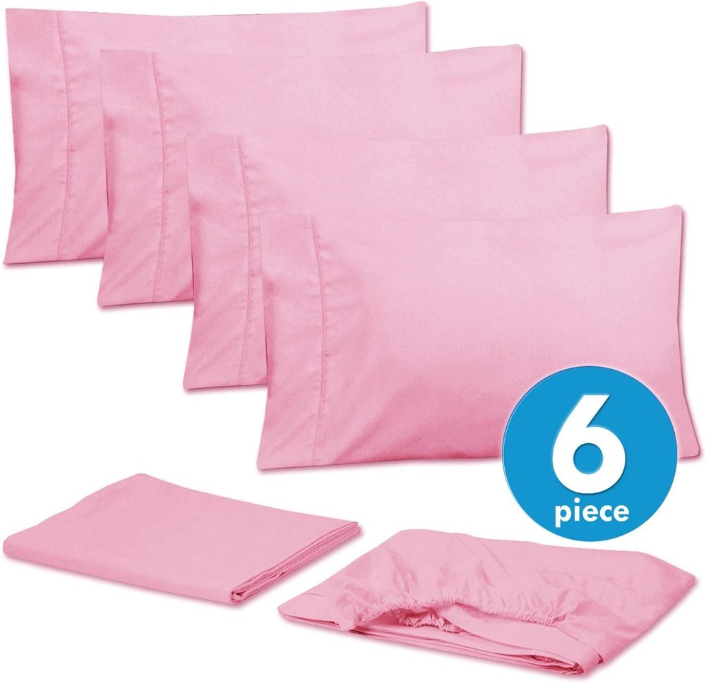 Queen Sheets Pink 6 Piece 1500 Supreme Collection Fine Brushed Microfiber Deep