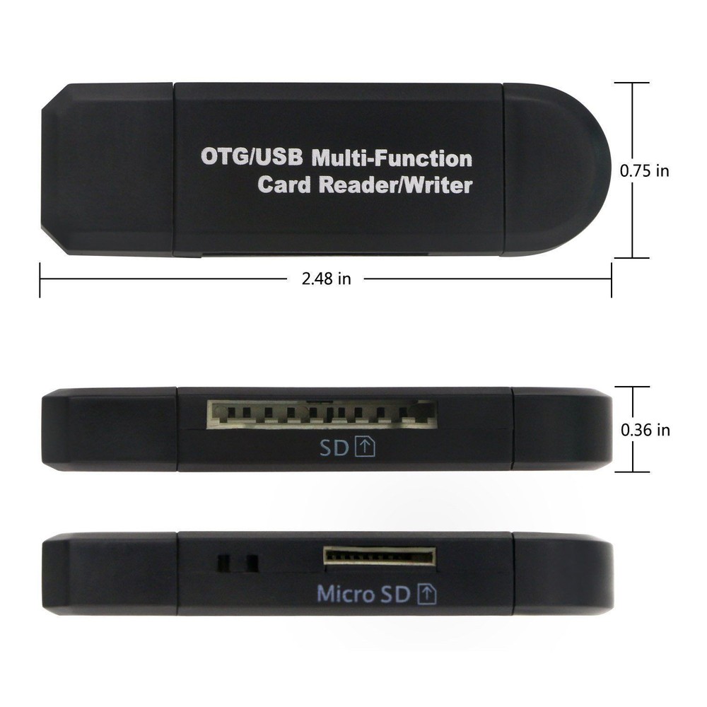 Micro USB OTG to USB 2.0 Adapter SD/Micro SD Card Reader with standard USB Male