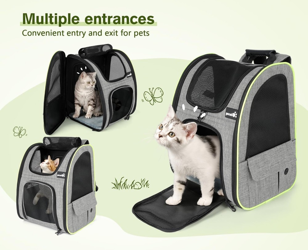 Pecute Cat Carrier Backpacks, Expandable Cat Backpack with Breathable Mesh, P...