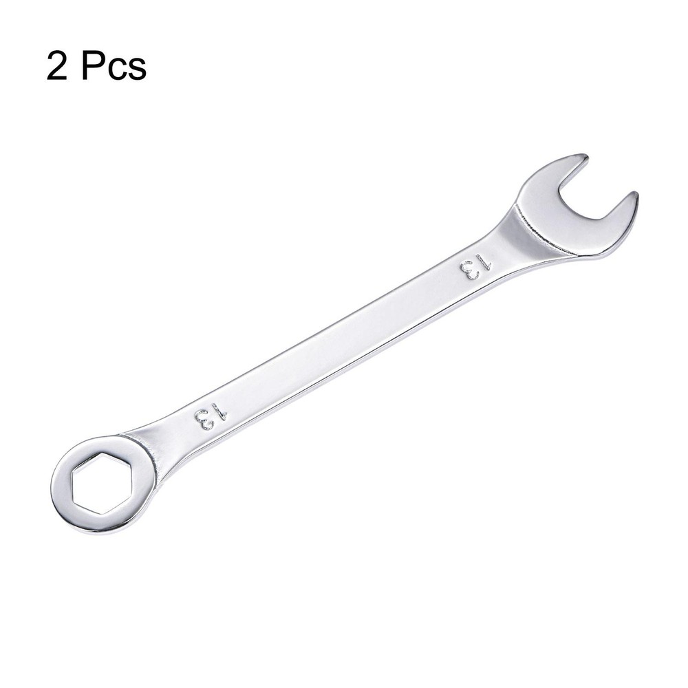 2pcs Thin Combination Wrench with Offset 6-Point End and Angled Open End 13mm