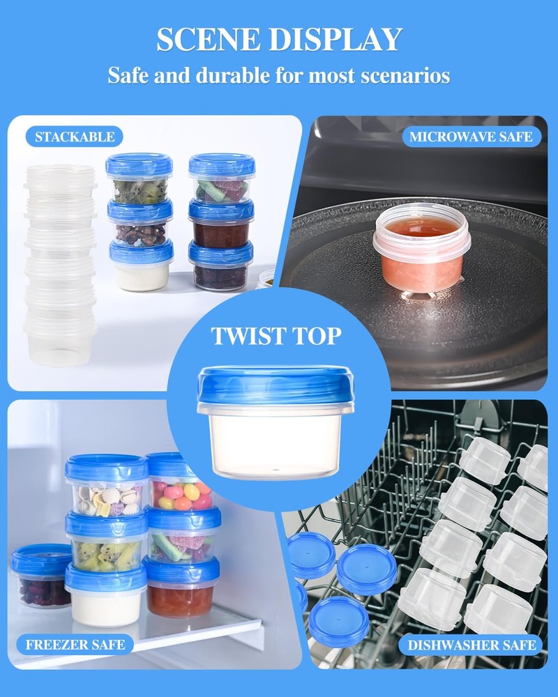 Salad Dressing Containers, [8 Pack*2 oz] Reusable Easy to Open Dressing, Blue