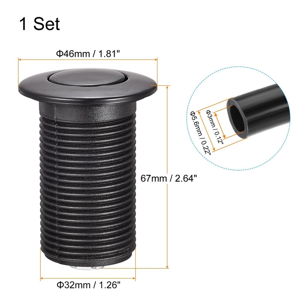 Garbage Disposal Air Switch Button 32mm Black with Air Hose