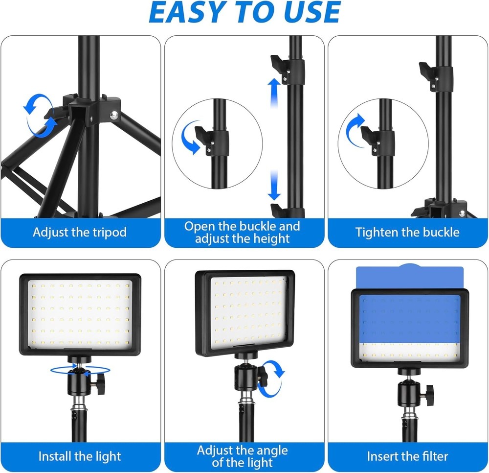 Complete LED Lighting Setup - To 48-in Dimmable Lights with Tripods & Filters