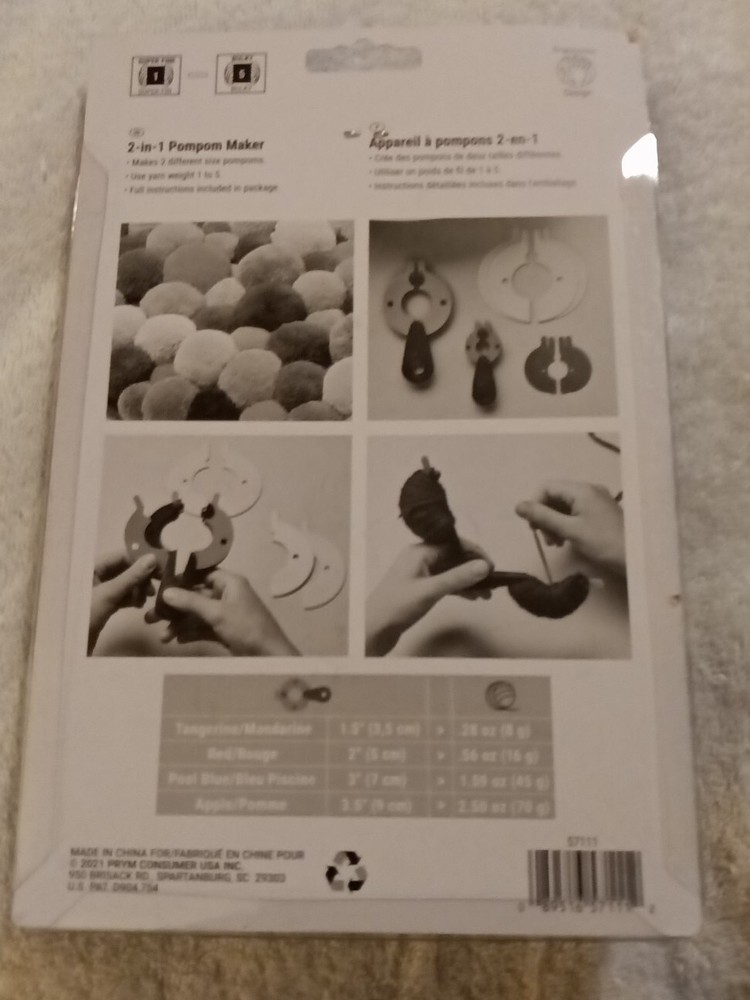 Dritz Pompom Maker 2-In-1 -Large 3" To 3.5", 3 Pack