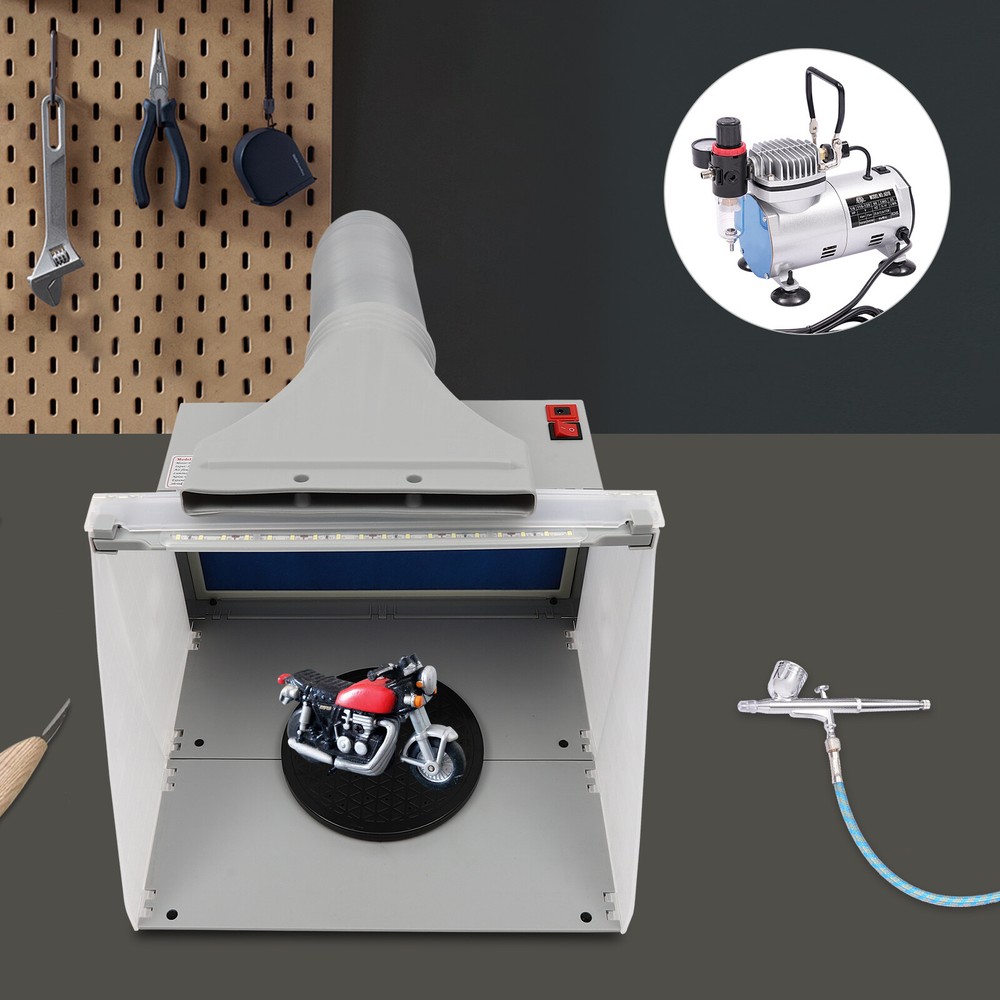 Model Spray Paint Booth Airbrushing Combo Set w/ 1/6HP Portable Compressor Kit