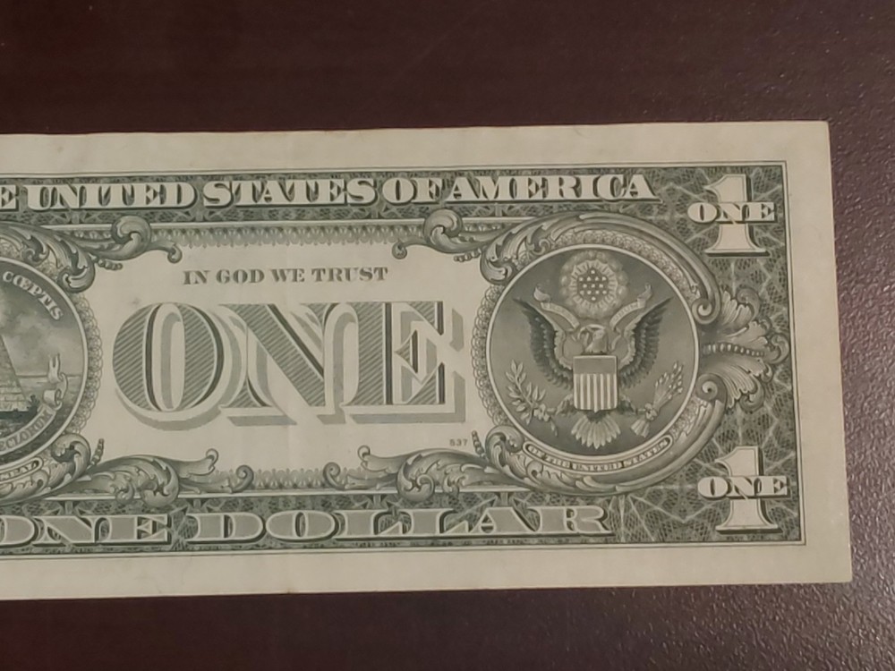 1995 $1 Bill Uncirculated - Partial Offset Printing Error! UNC