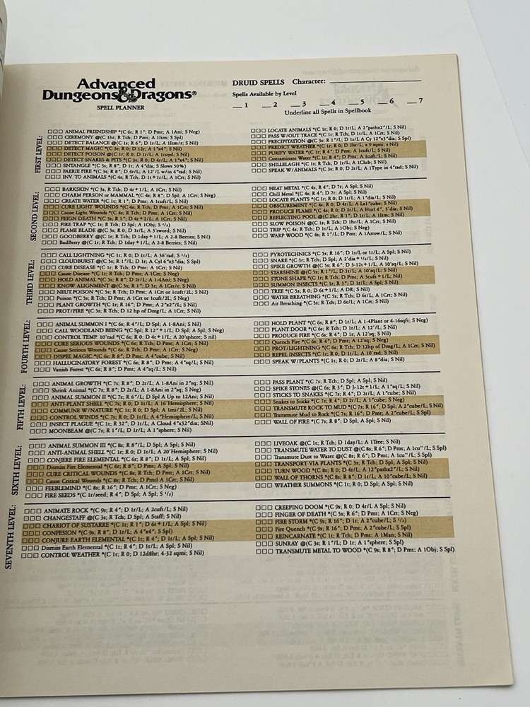 REF2 PLAYER CHARACTER RECORD SHEETS DUNGEONS & DRAGONS AD&D TSR 9028 USED